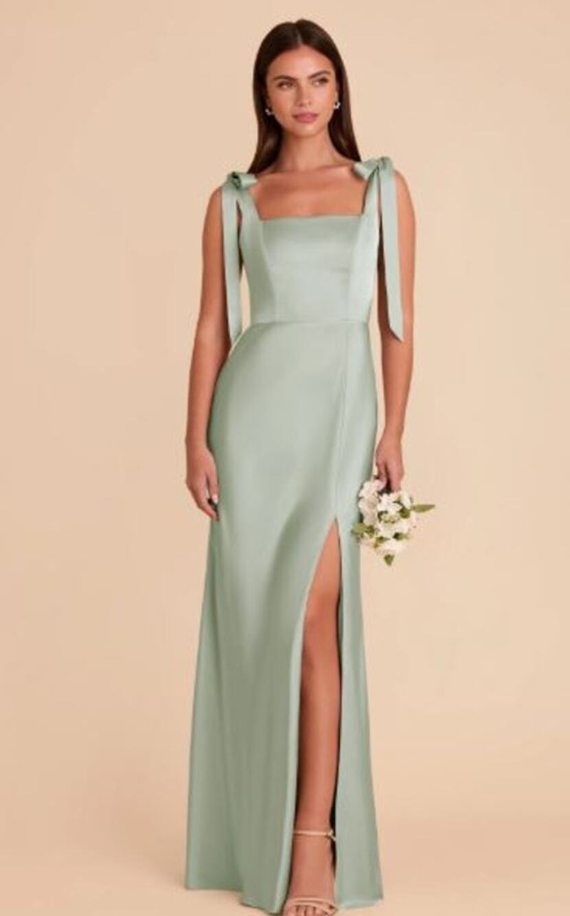 NWT Birdy Grey Alex Matte Satin Sage Green Bridesmaid Maxi Long Ball Dress Small